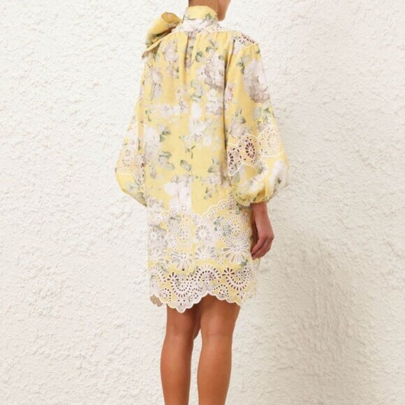 Zimmerman Summer Fashion Retro Linen Embroidery Yellow Short Skirt - Picture 4 of 7